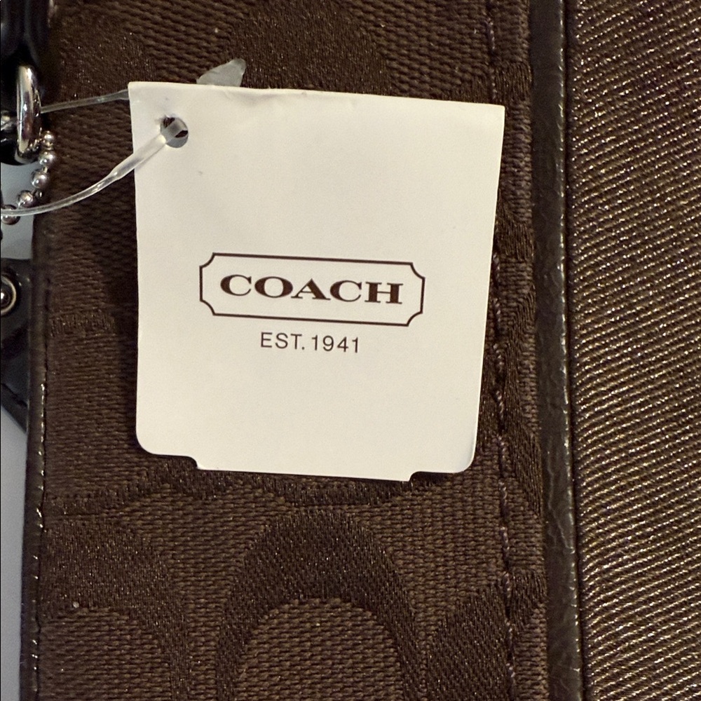 Coach Brown Wristlet with Logo Pattern - Picture 3 of 4